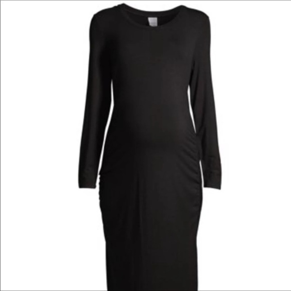 Maternity Time and Tru Black Ribbed Sheath Dress‎ with Dolman Sleeves Whimsigoth